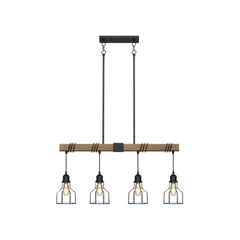 4 Light dining room light black pendant lights metal, wood light fixtures