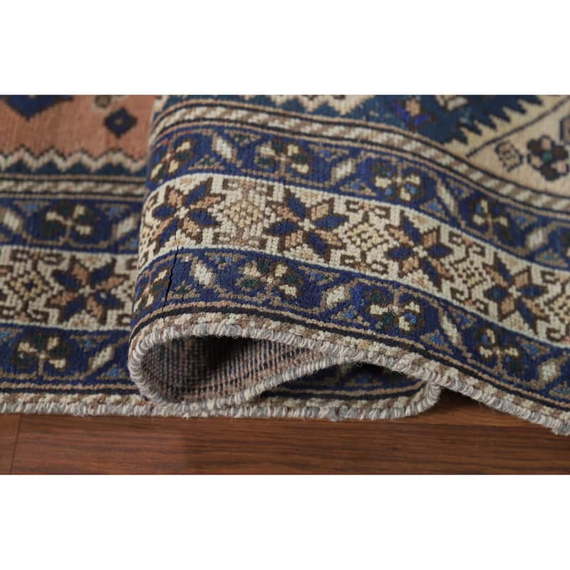 Geometric Bakhtiari Vintage Persian Area Rug Hand-Knotted Wool Carpet - 5'0" x 10'0"