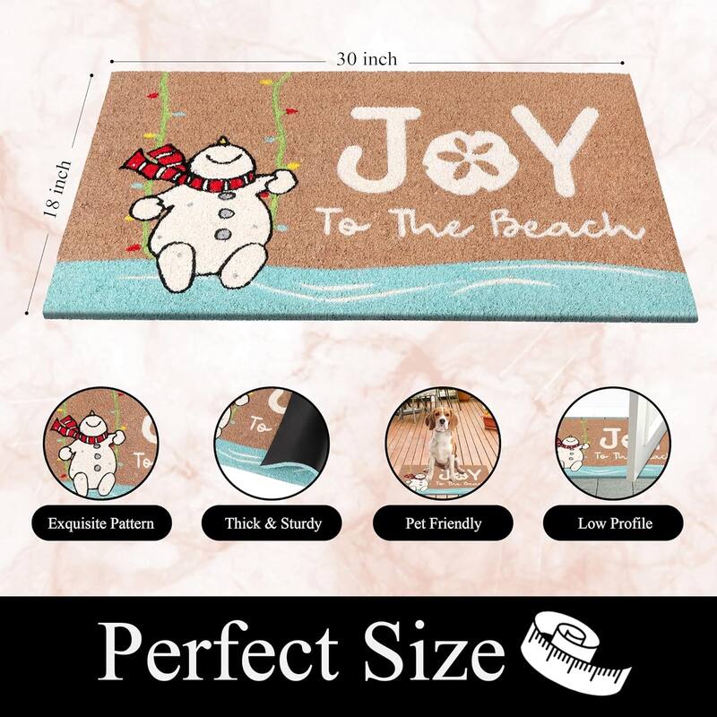 A1HC Natural Coco Coir Door Mat with Heavy Duty Non-Slip PVC Backing - 18" x 30" - Easy to Clean