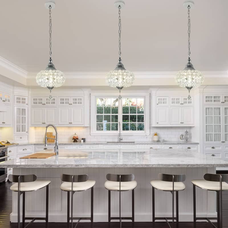 Bella Depot 11" Modern Crystal Dimmable Chandelier Luxuruy Lantern Pendant Light for Living Room Kitchen Island Hallway