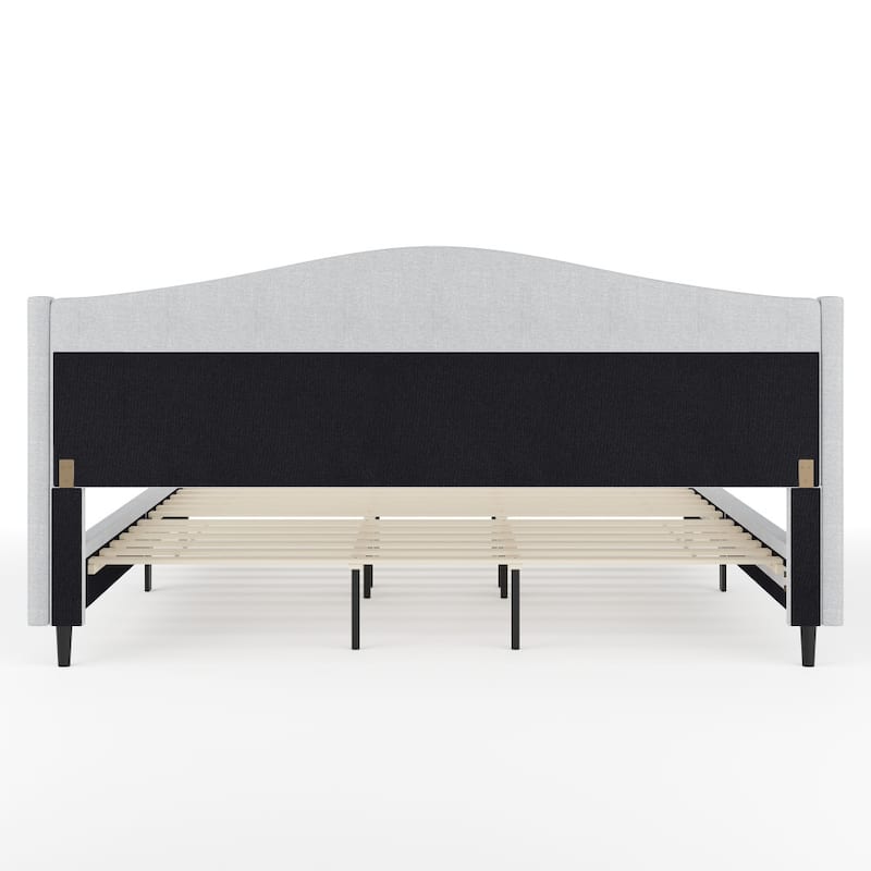 Martha Stewart Upholstered Platform Bed with Curved Headboard
