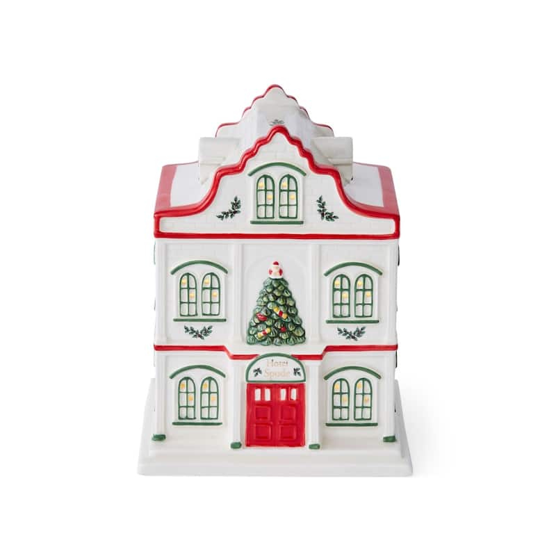 Spode Christmas Tree Village Hotel - 2.5" L x 2.5" W x 5.5" H - Multicolored - 2.5" L x 2.5" W x 5.5" H