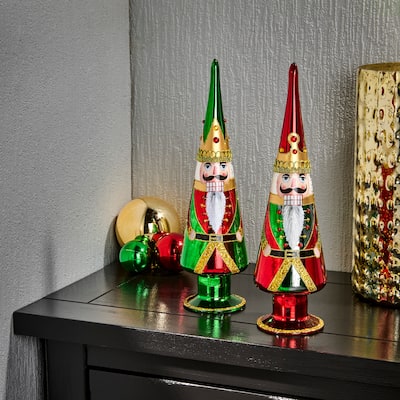 12.5" Glass Soldier Final Tree Set of 2