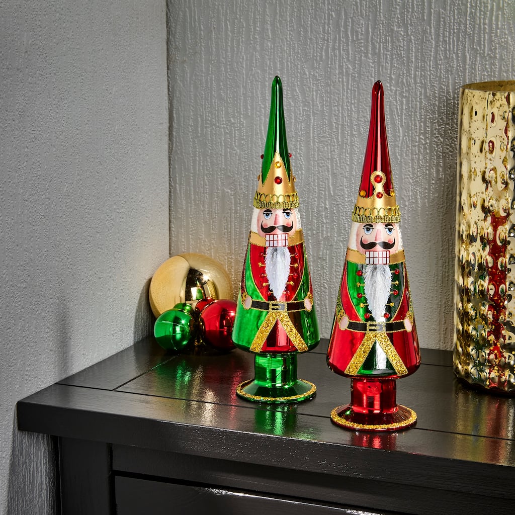 12.5" Glass Soldier Final Tree Set of 2