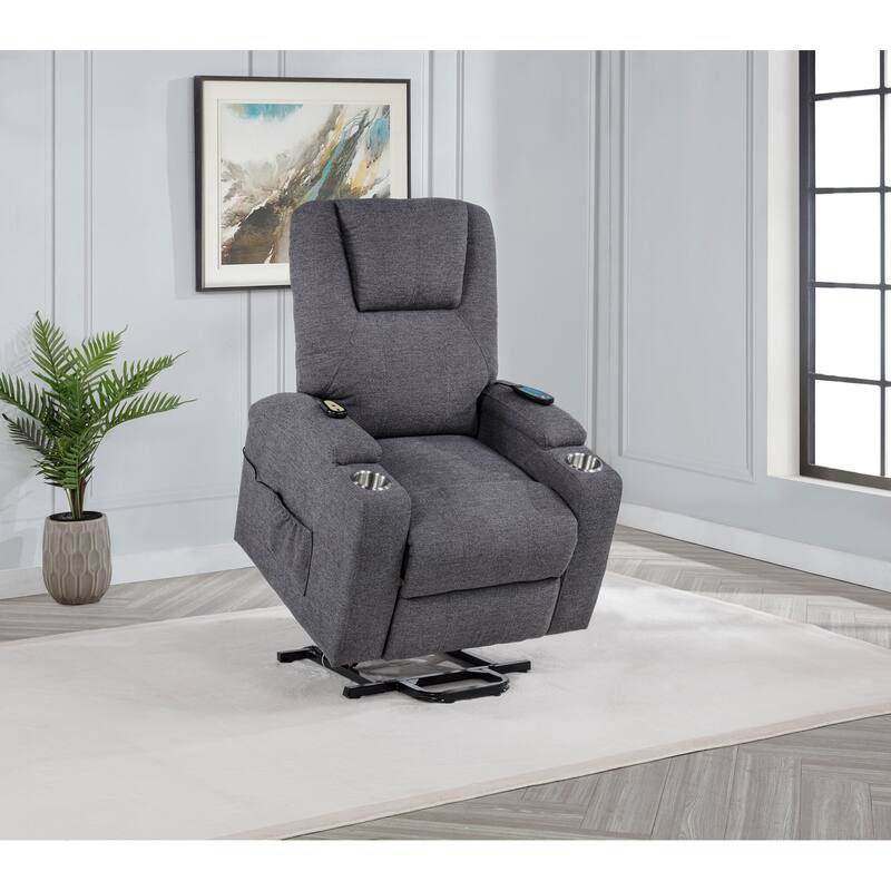 Louie Chenille Upholstered Power Lift Massage Chair