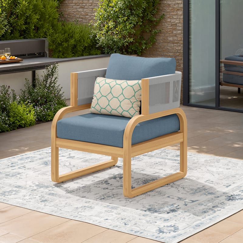 Corvus Rocio Acacia Outdoor Club Chair with Sunbrella Pillow