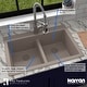 preview thumbnail 41 of 74, Karran 33" Top Mount Double Equal Bowl Quartz Kitchen Sink Kit - 33" x 22" x 9"