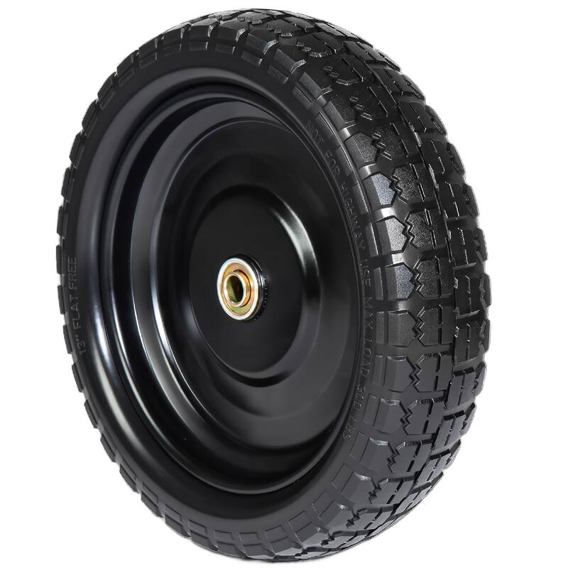 13 Inch Solid Rubber Tires 4.00-6 Flat Free Wheels with 5/8" Bearings 2.2" Offset Hub Replacement for Gorilla Cart (Set of 2)