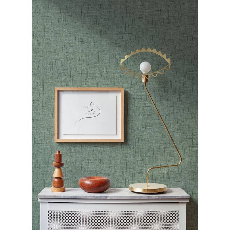 A-Street Prints Bentley Green Faux Linen Wallpaper