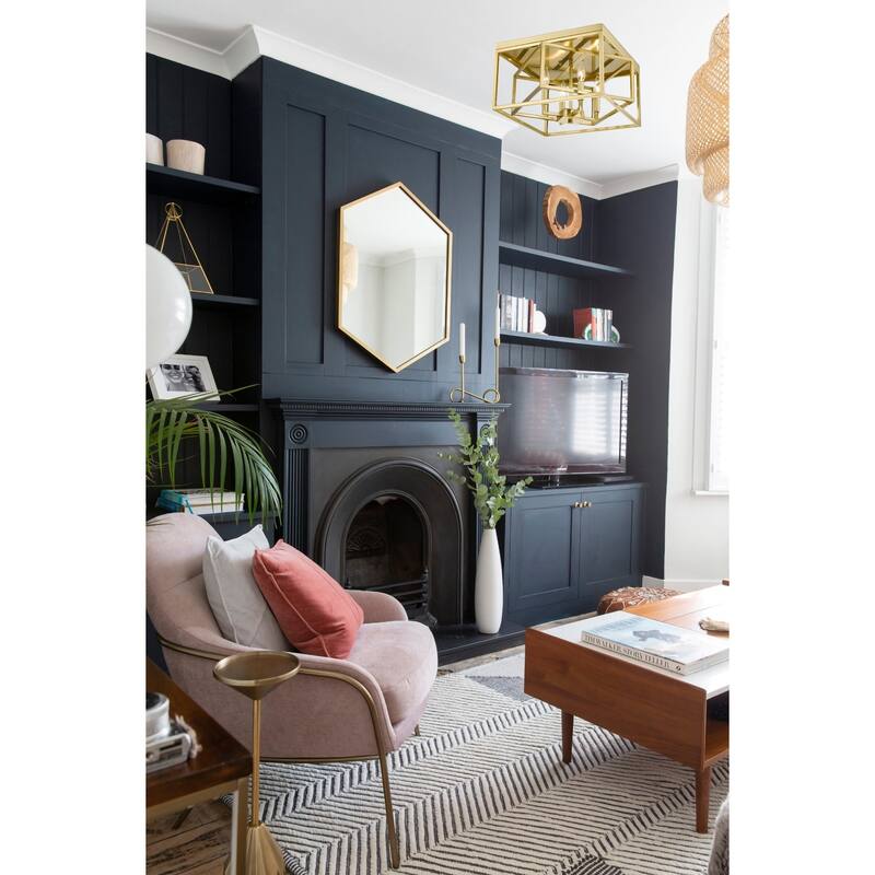 4-Light Gold Interlocked Box Flush Mount