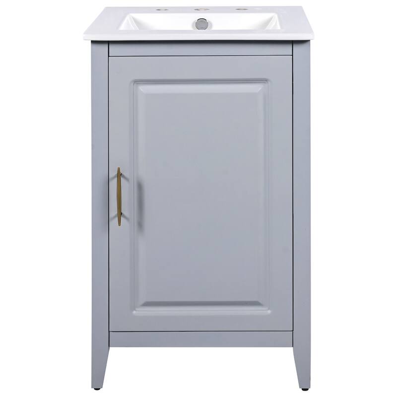 Bathroom Vanity with Sink, Vanity Set with Door Shelf and Soft-Closing Door, Bathroom Cabinet with Functional Drawer
