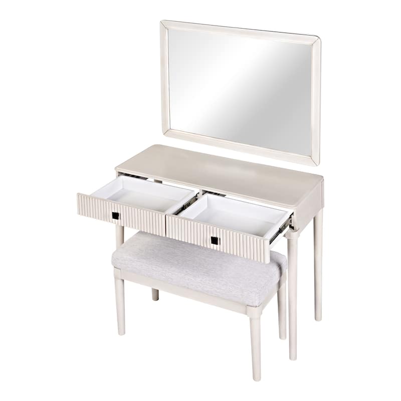 Modern Vanity Desk with Mirror, Adult Makeup Table Set with Stool