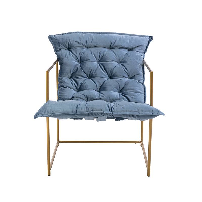 Italy shine velvet Upholstered Tufted Armchair With Golden Legs