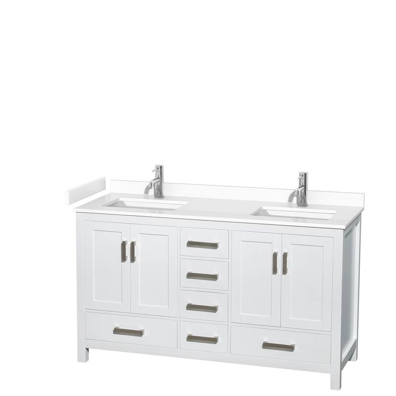 Sheffield Double Bathroom Vanity Set, Cultured Top, No Mirror