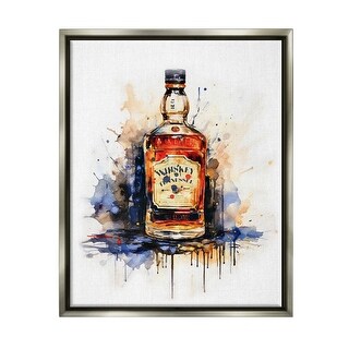 Stupell Whiskey Modern Splash Framed Floater Canvas Wall Art Design by Amanda Greenwood