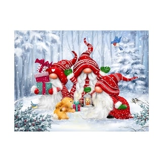 MAKIKO 'Christmas Gnomes' Canvas Art - White