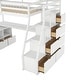 preview thumbnail 40 of 83, Wooden Loft Bed with 7 Storage Drawers and Bulit-in Desk, Twin/Full Size Loft Bedframe with Storage Shelves and Cabinet
