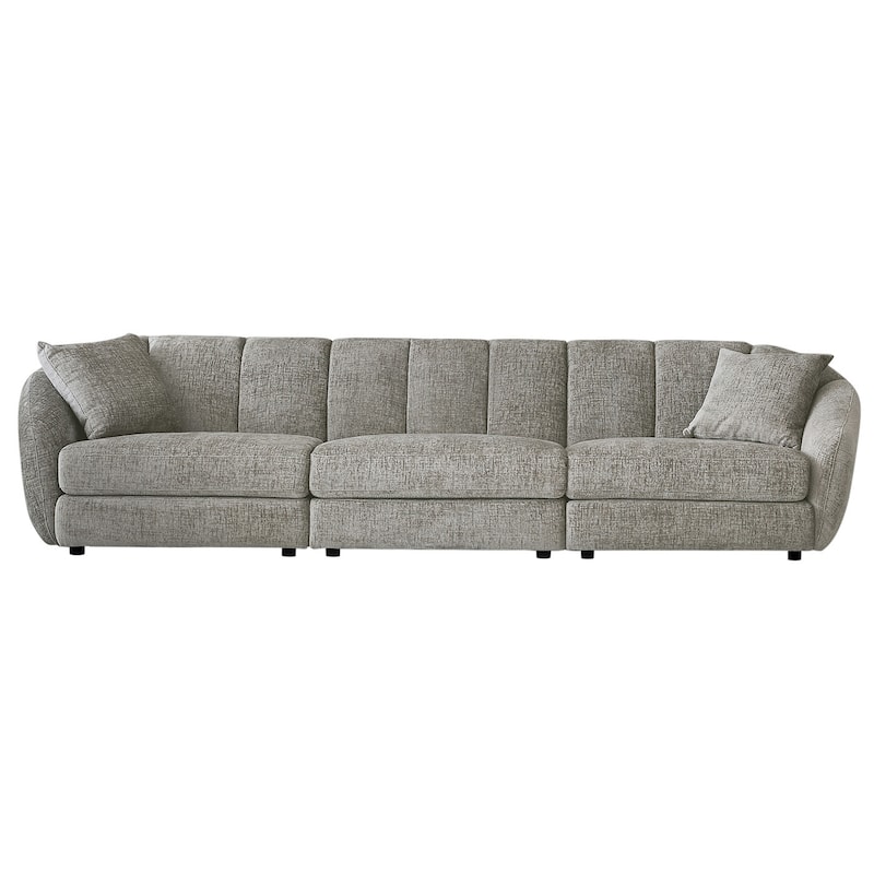 Slope Arm Chenille Fabric Rectangle Sectional Sofa Scallop Sofa