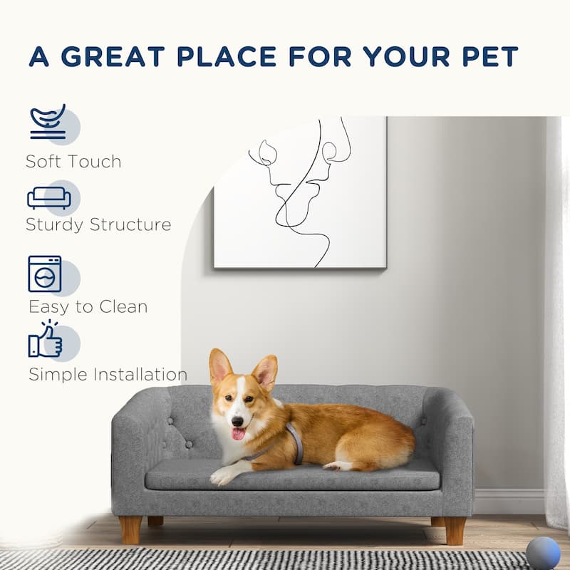 PawHut Raised Dog Sofa, Elevated Pet Sofa for Small Medium Dogs