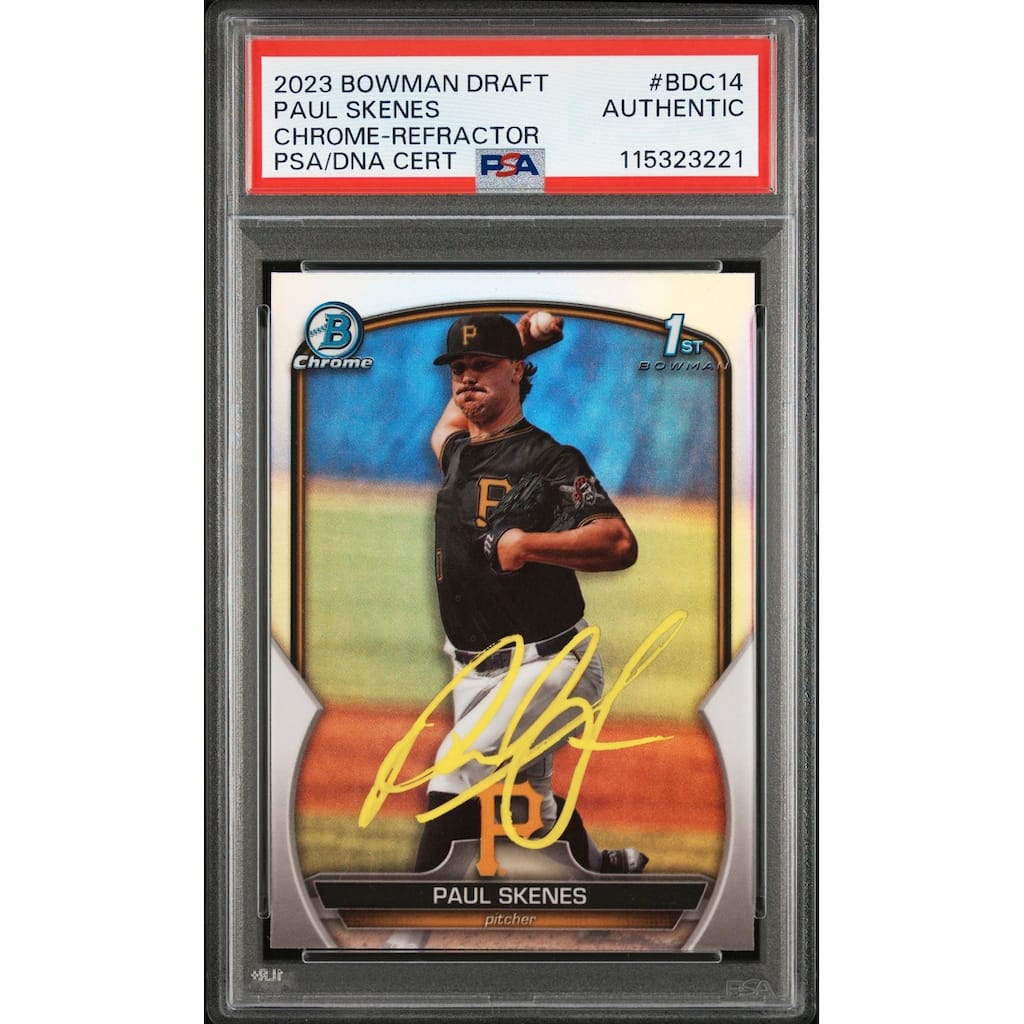 Paul Skenes 2023 Bowman Chrome Refractor Signed Rookie Card #BDC14 Auto PSA 3221 - 8' x 11'