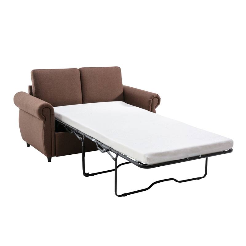 Merax Pull Out Sofa Bed Loveseat Sleeper with Twin Size Memory Mattress