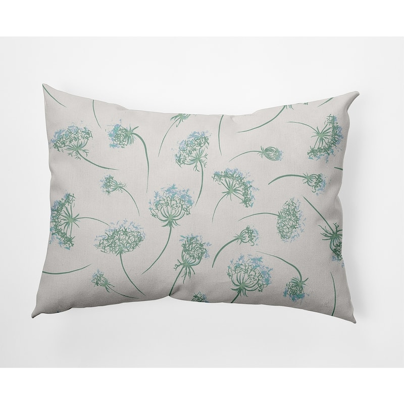 Wishing Flowers Outdoor Pillow - Green - 14" x 20"