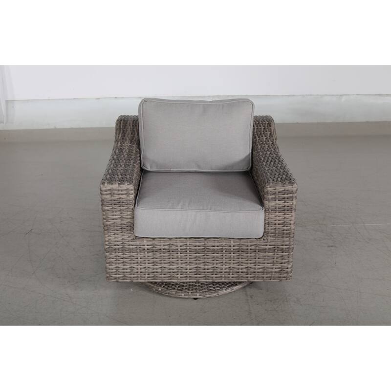 Swivel Rocker Grey 7 Piece Sectional Seating Group With Cushion
