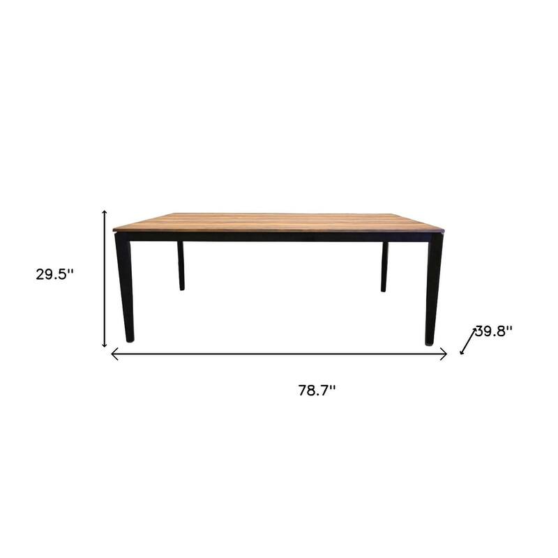 HomeRoots 79" Walnut and Black Wood Dining Table - 78.70 in. x 29.50 in. x 39.80 in.