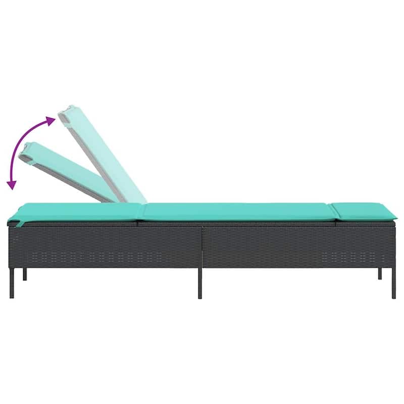 vidaXL Sun Lounger with Table and Cushion Outdoor Poly Rattan Brown/Gray/Black