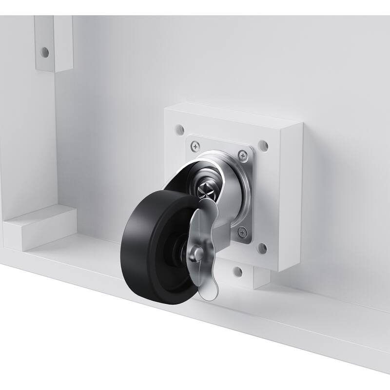 55.5'' Rubber Wood Kitchen Island with Power Outlet, Drop Leaf, Rolling Wheels and 6 Deep Drawers - 55.5'' x 29.75'' x 36''