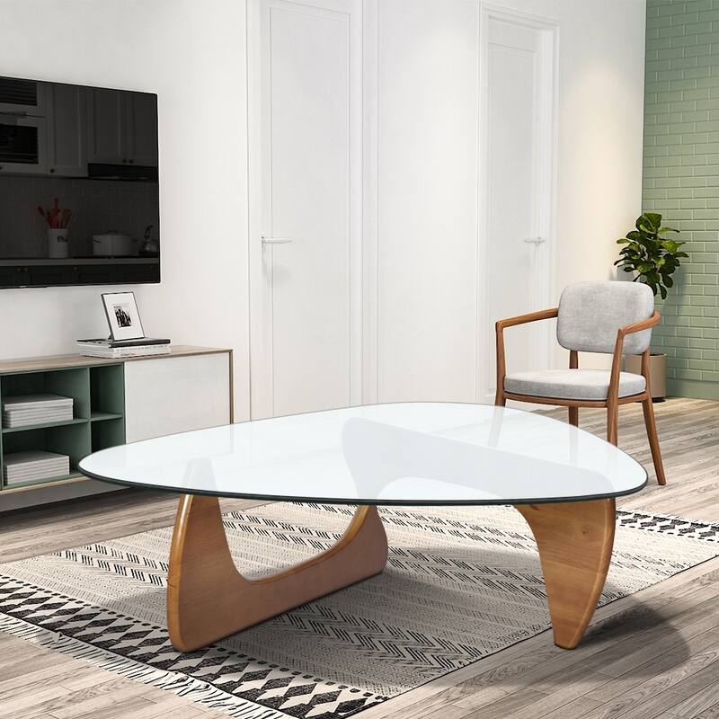 Modern Solid wood/Tempered glass coffee table