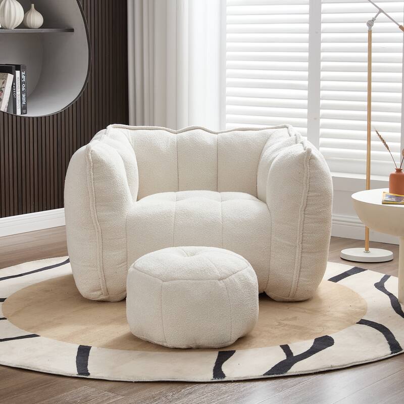 Soft Bean Bag Chair Lazy Sofa with Footstool