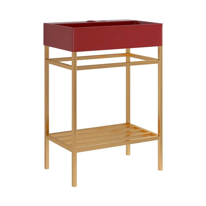 24" Freestanding Bathroom Vanity with Ceramic Sink - 23.62'' x13.98'' x 33.46''