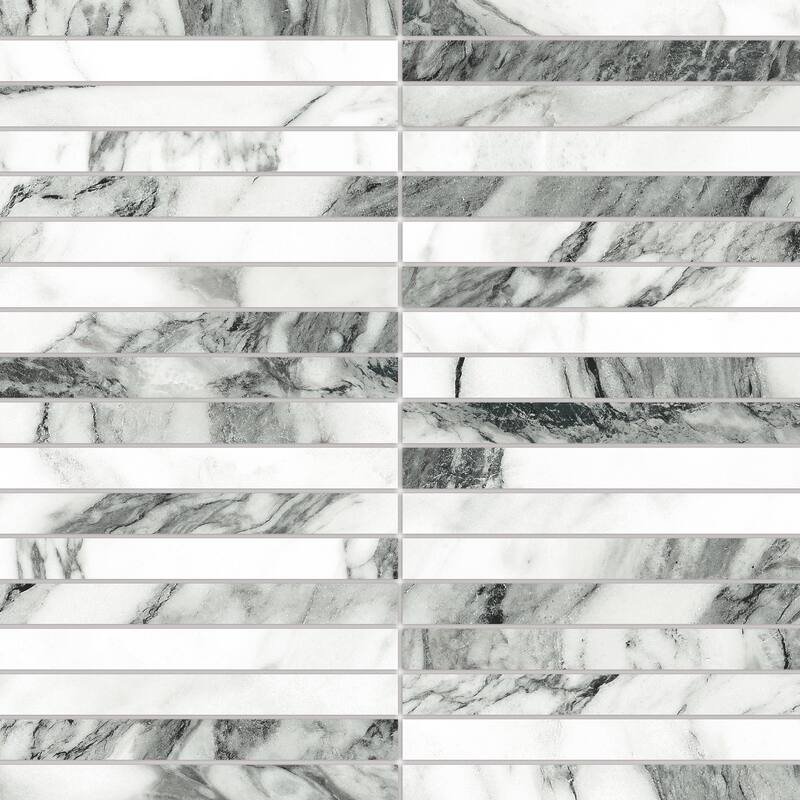 Merola Tile Touche Brick Stacked Zebre 11-3/4" x 11-3/4" Porcelain Mosaic Floor and Wall Tile - (1 Tile)