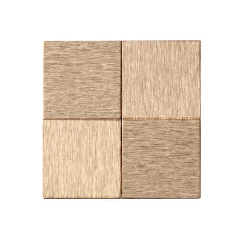 Aspect Peel and Stick Backsplash 12in x 4in Square Champagne Matted Metal Tile (3-Pack) - Sample - Champagne