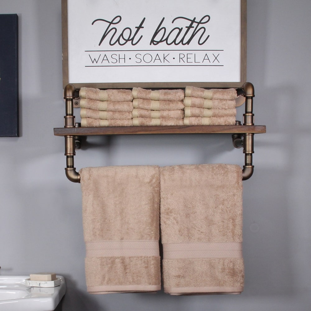 Superior 14 Piece Towel Set, Rayon From Bamboo and Cotton (2 Bath, 12 Face Towels)