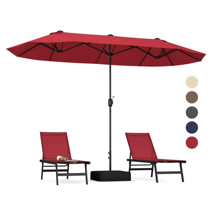13FT Twin Table Patio Umbrella Double Sided with Crank for Outdoor Shade