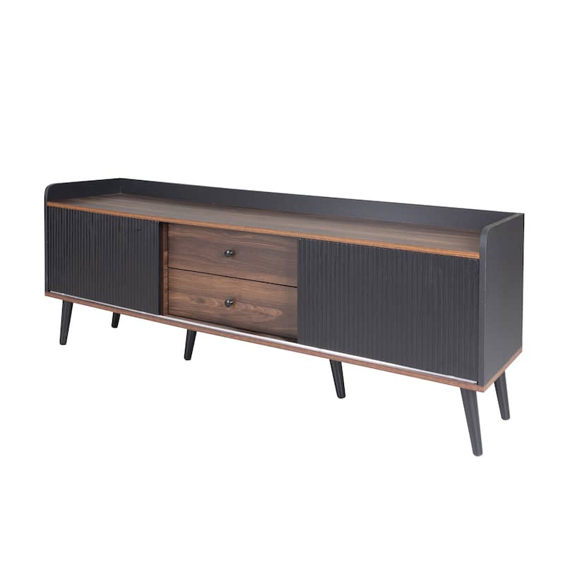 63" Storage TV Stand with with 2 Drawers and 2 Push-Pull Storage Cabinets, Entertainment Center for TVs up to 70"