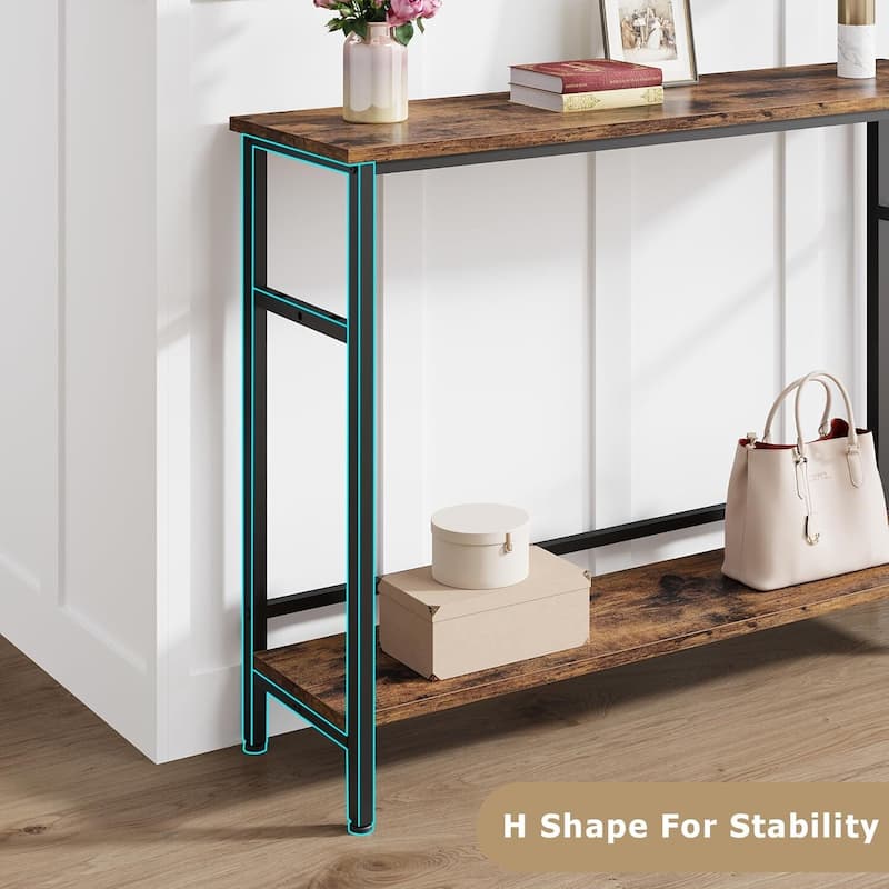 Narrow and Thin Sofa Table with Adjustable Shelves