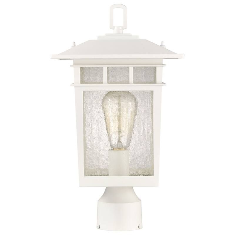 Cove Neck Outdoor Large Post Light Pole Lantern 1 Light White Finish Clear Seeded Glass