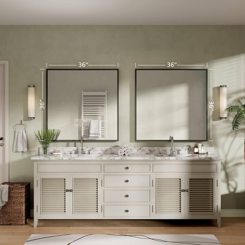 Tempered Glass and Metal Framed French Cleat Mounted Wall Bathroom / Vanity Mirror