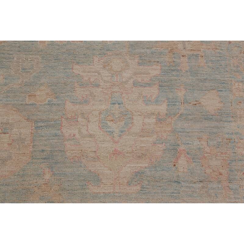 Hand Knotted Oriental 100% Wool Carpet Transitional All-Over Navy Blue & Blues Oushak Area Rug - 13' 7'' X 9' 10''
