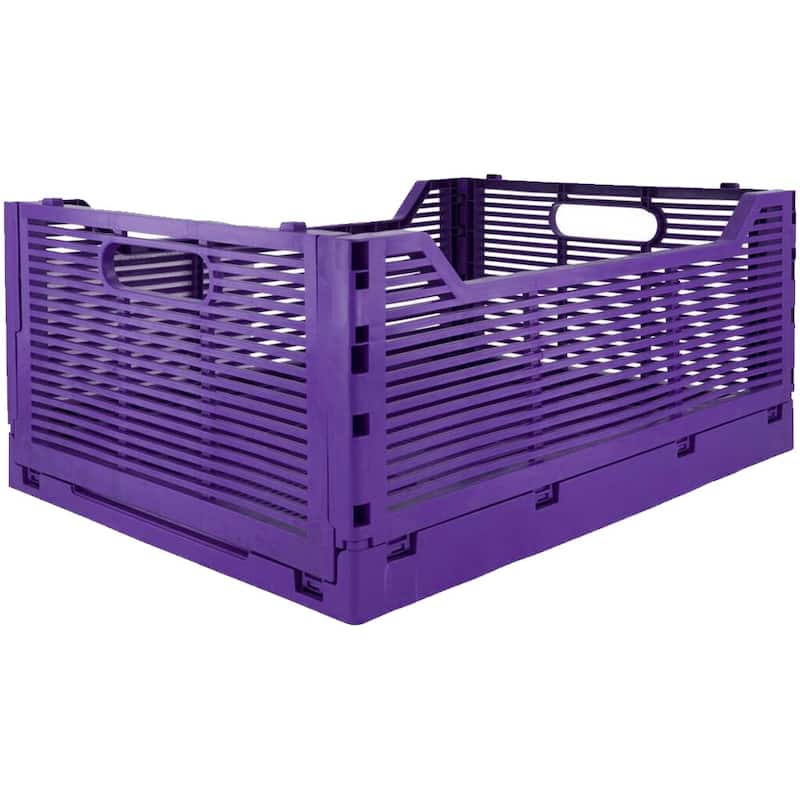 OnDisplay Stackable Folding Desk/Beauty/Closet Storage Crate - Foldable Space Saving Bins