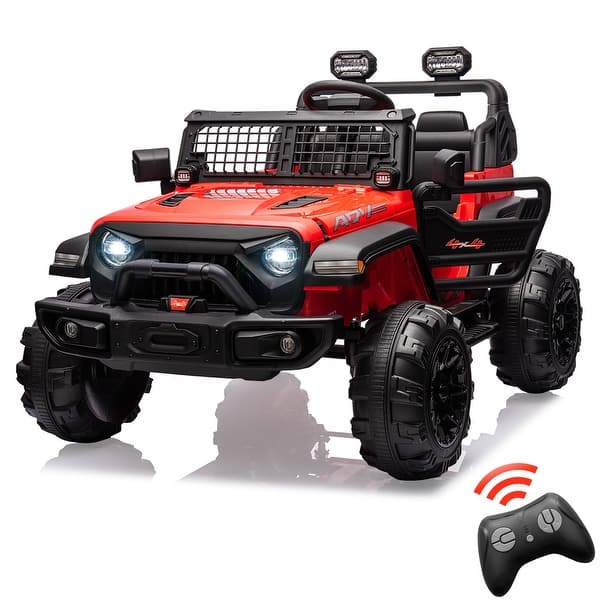 slide 2 of 25, 2 Seaters Kids Ride On Truck with Remote Control,24V 9AH Electric Vehicle Car Red