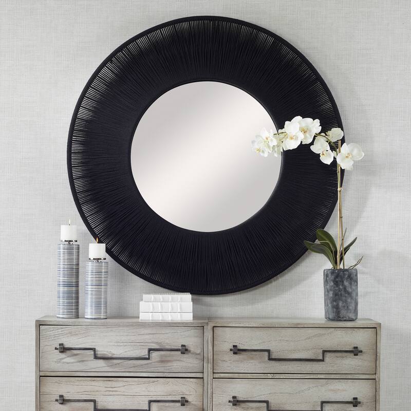 Uttermost Sailor's Knot Black Round Mirror - 51.25"W x 51.25"H x 2.5"D