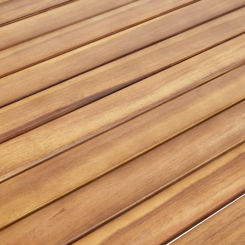 Roomfitters Modern Square Acacia Wood Dining Table with Toothpick Legs, Water Resistant, Teak Finish