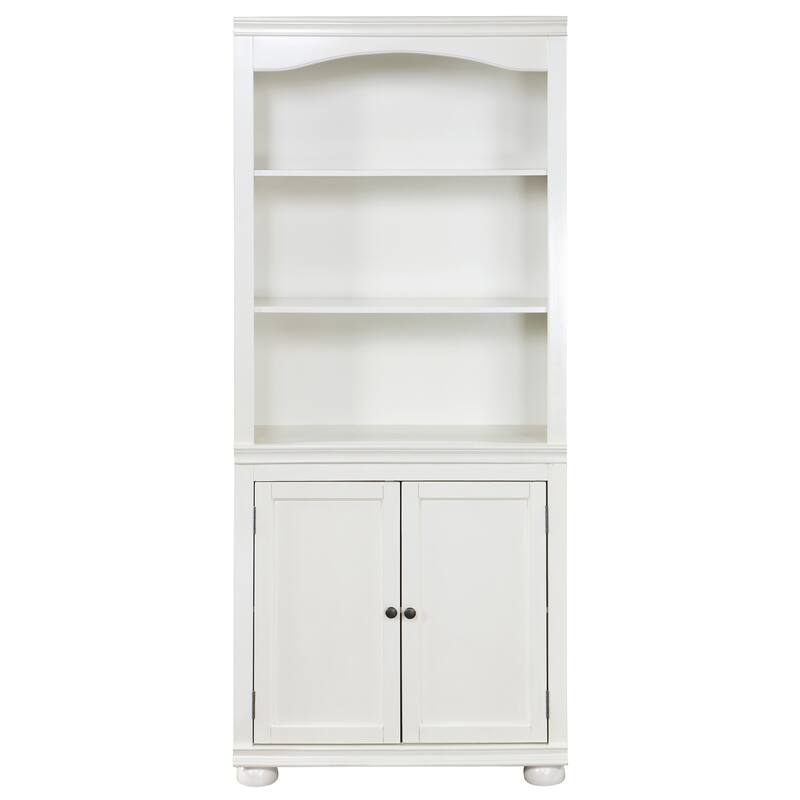 Omni Transitional 3-Shelf Wood Bookcase with Cabinet by Furniture of America