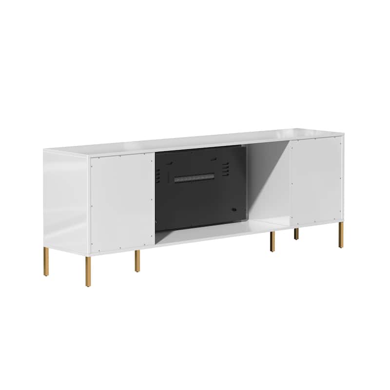 Clihome High Gloss Storage 70'' TV Stand with 36'' Electric Fireplace