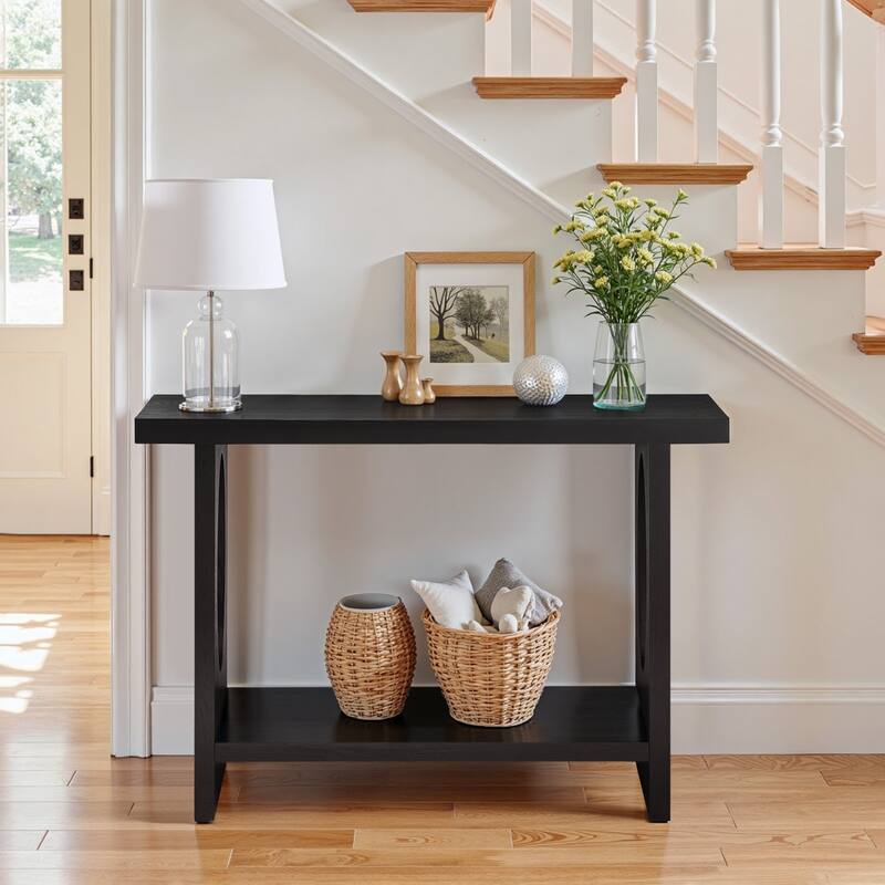 47.24" Solid Wood Veneer Console Table Entryway Sofa Table - 31.5"H x 47.24"L x 13.78"W