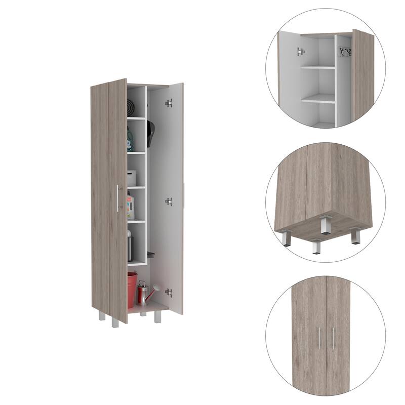 FM Furniture Norway Broom Closet Pantry with 5 Shelves
